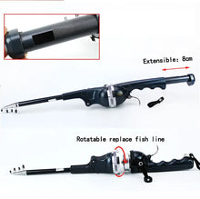 Load image into Gallery viewer, Travel Folding Mini Rod for Fish High Quality Foldable Fishing Rod With Line Portable Pocket Throwing Rock Telescopic And Reel - Reel Time Fishing Supply

